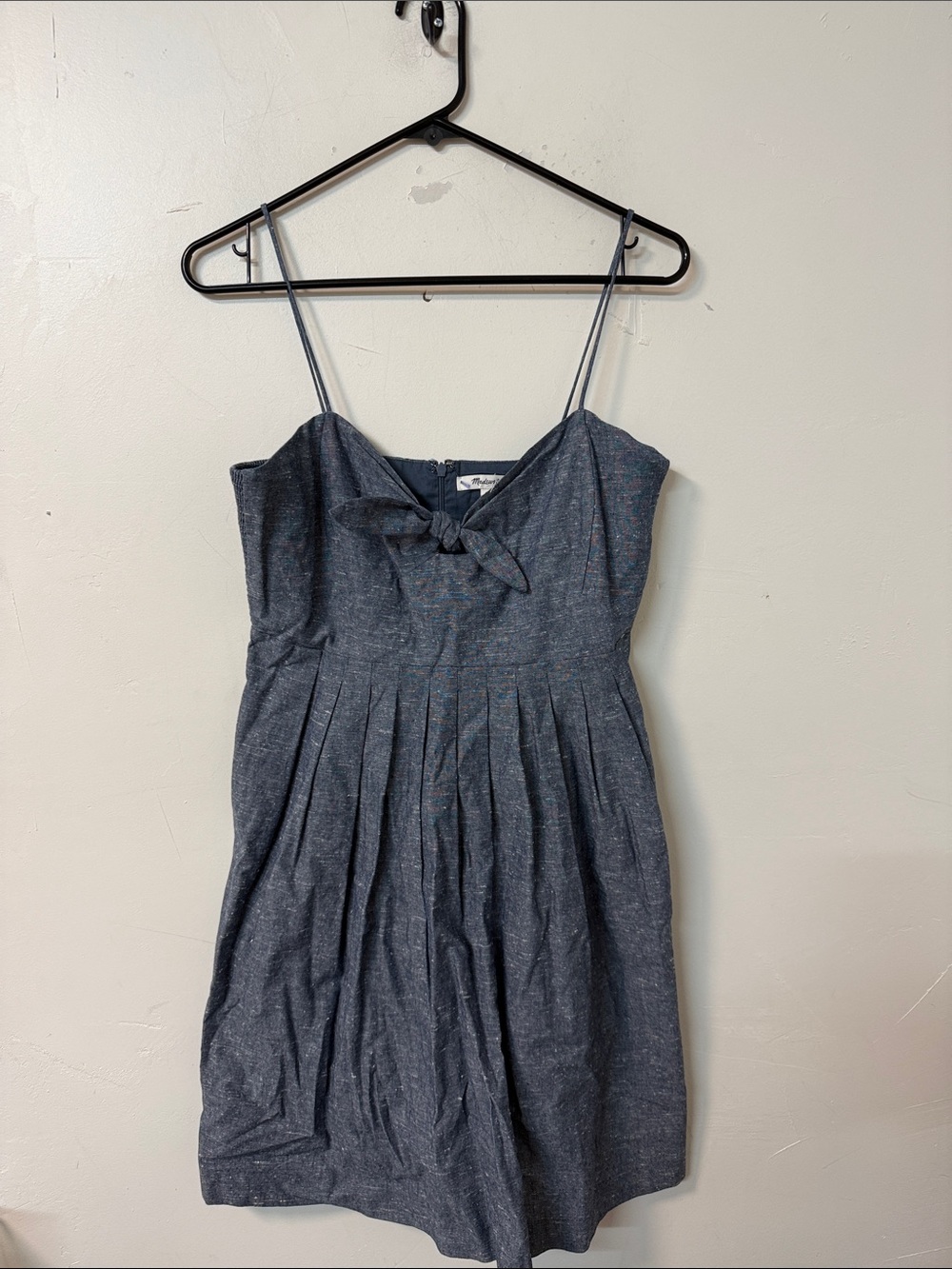 Madewell Denim Blue Pleated Spaghetti Strap Dress